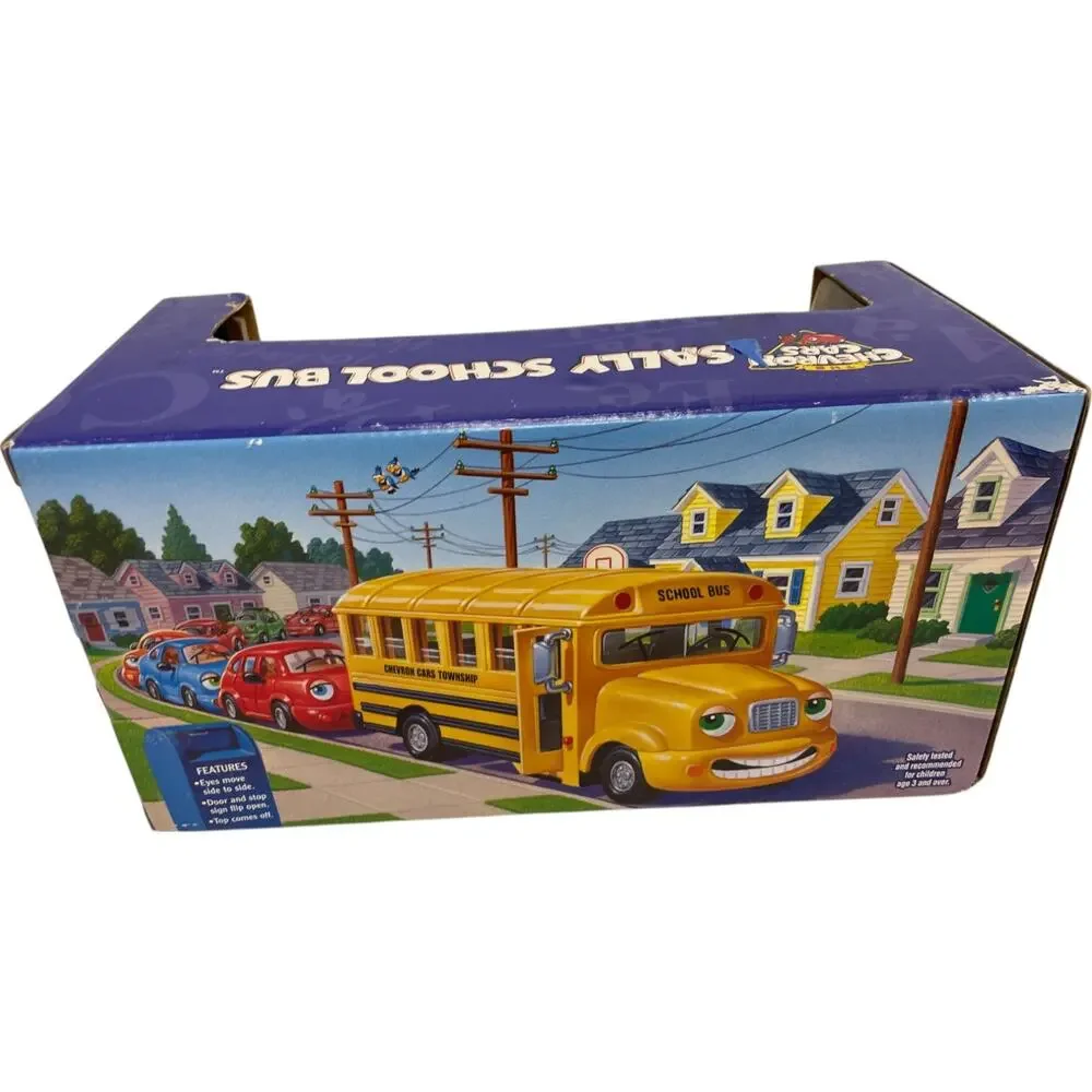 2001The Chevron Cars Sally School Bus Plastic Yellow Collectible Model Car NEW